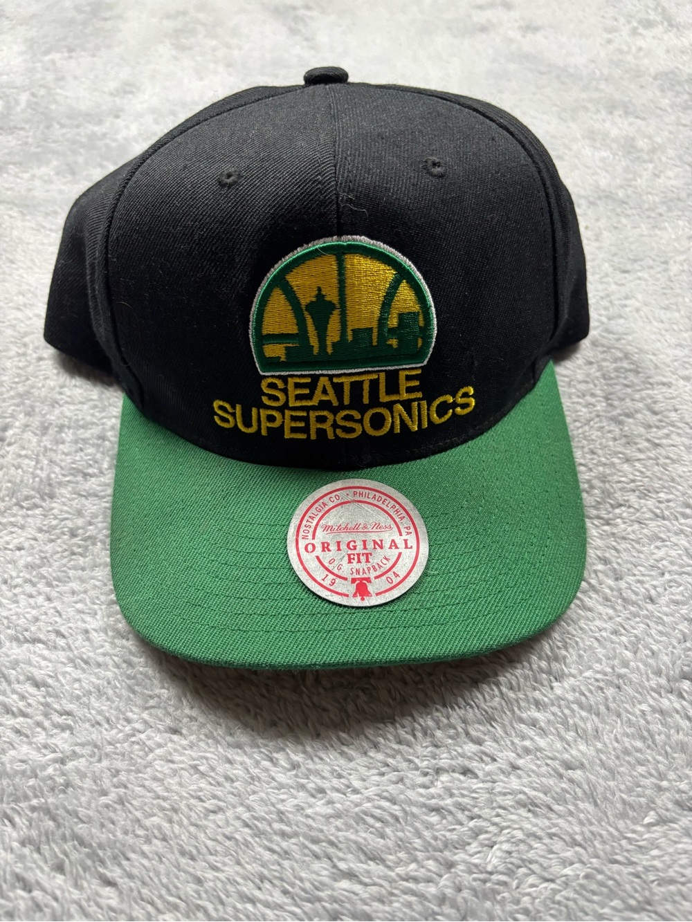 Mitchell & Ness Seattle SuperSonics Snapback Hat Black Green NBA Basketball Cap